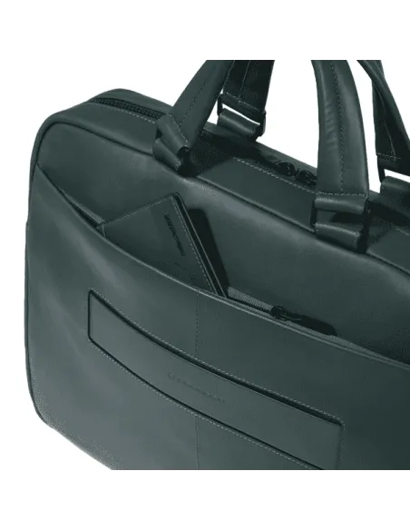 Piquadro Liko 15.6 computer portfolio briefcase with two handles, black