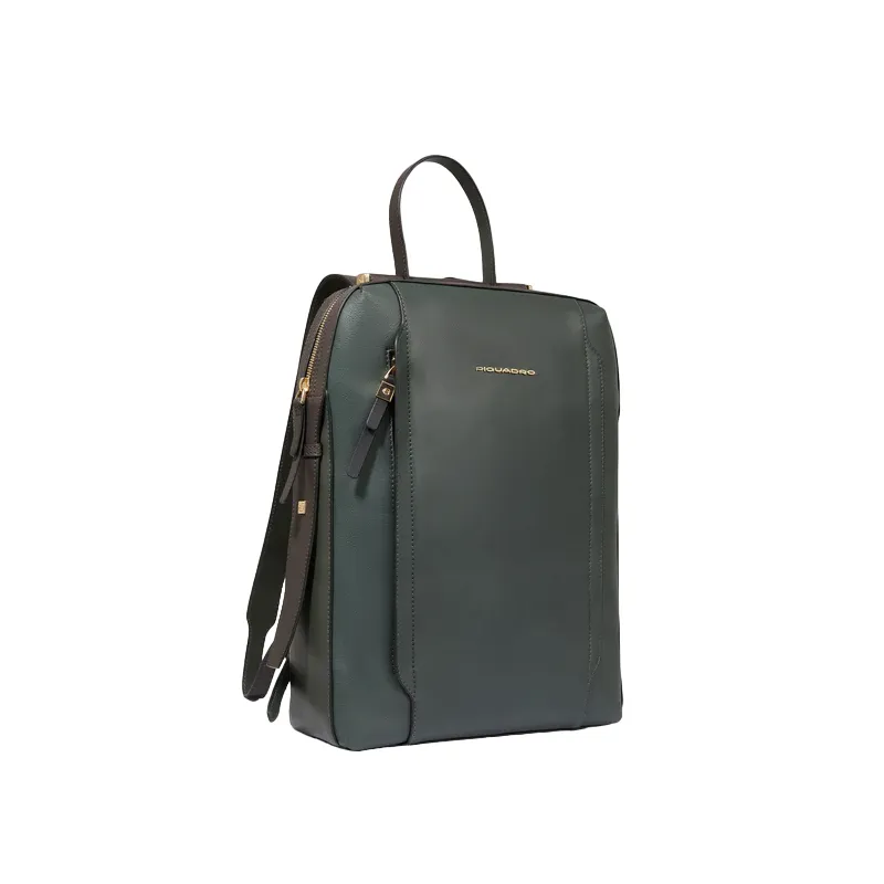 Piquadro Circle women's leather laptop backpack, dark green 2
