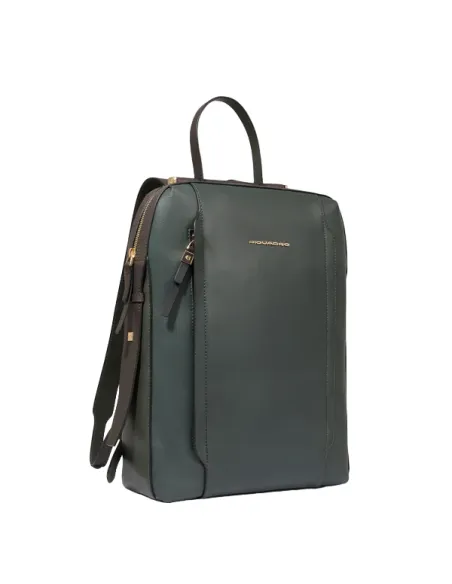 Piquadro Circle Damen-Laptop-Rucksack aus Leder, Dunkelgrün