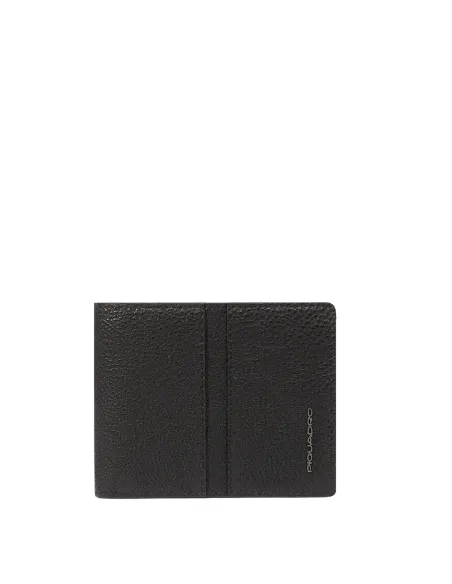 Piquadro Hedley Small leather wallet with coin purse and removable card holder, black