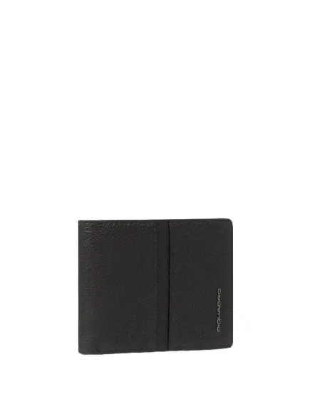 Piquadro Hedley Small leather wallet with coin purse and removable card holder, black