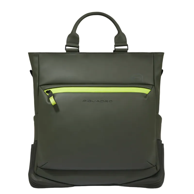 Borsa verticale porta PC indossabile a zaino Piquadro C2OW verde