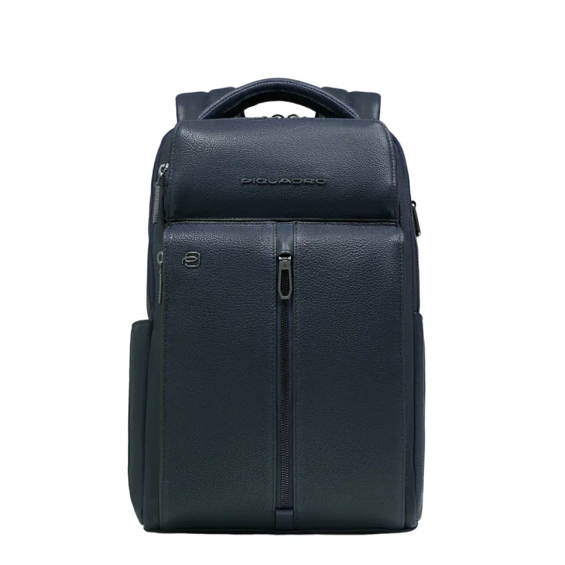 Piquadro Hedley kleiner Laptop-Rucksack aus Leder, blau