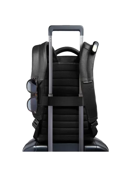 Piquadro Hedley kleiner Laptop-Rucksack aus Leder, schwarz