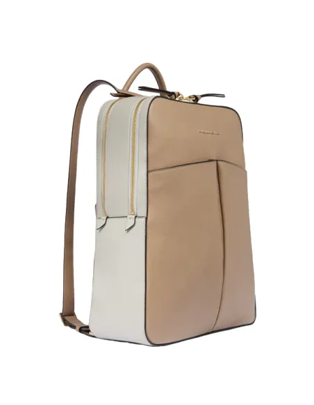 Piquadro Ashley 15.6 Damen-Rucksack mit zwei Fächern, beige