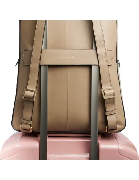Piquadro Ashley 15.6 computer backpack with two compartments, beige
