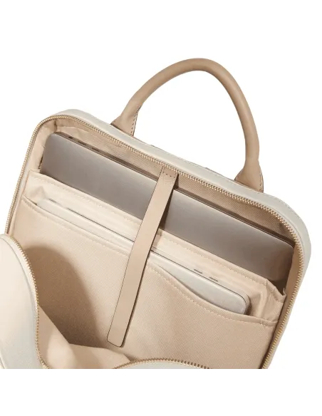 Piquadro Ashley 15.6 Damen-Rucksack mit zwei Fächern, beige