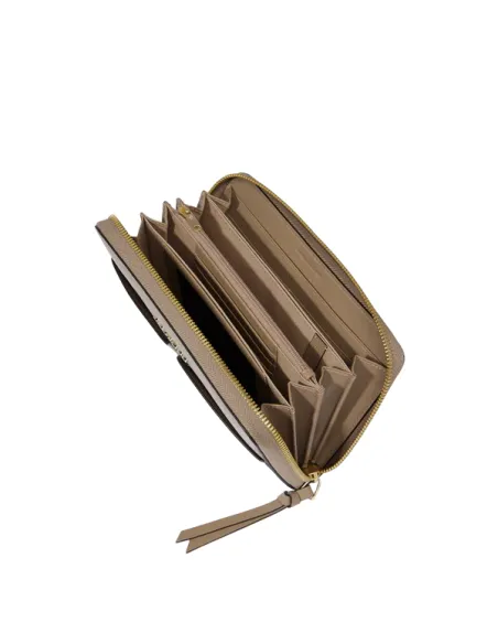 Piquadro Ashley women's zipped leather wallet, beige