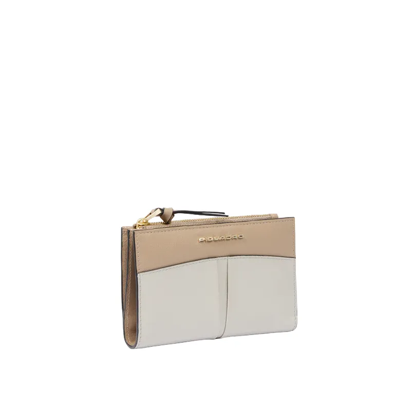 Piquadro Ashley small ladies wallet with side coin purse beige