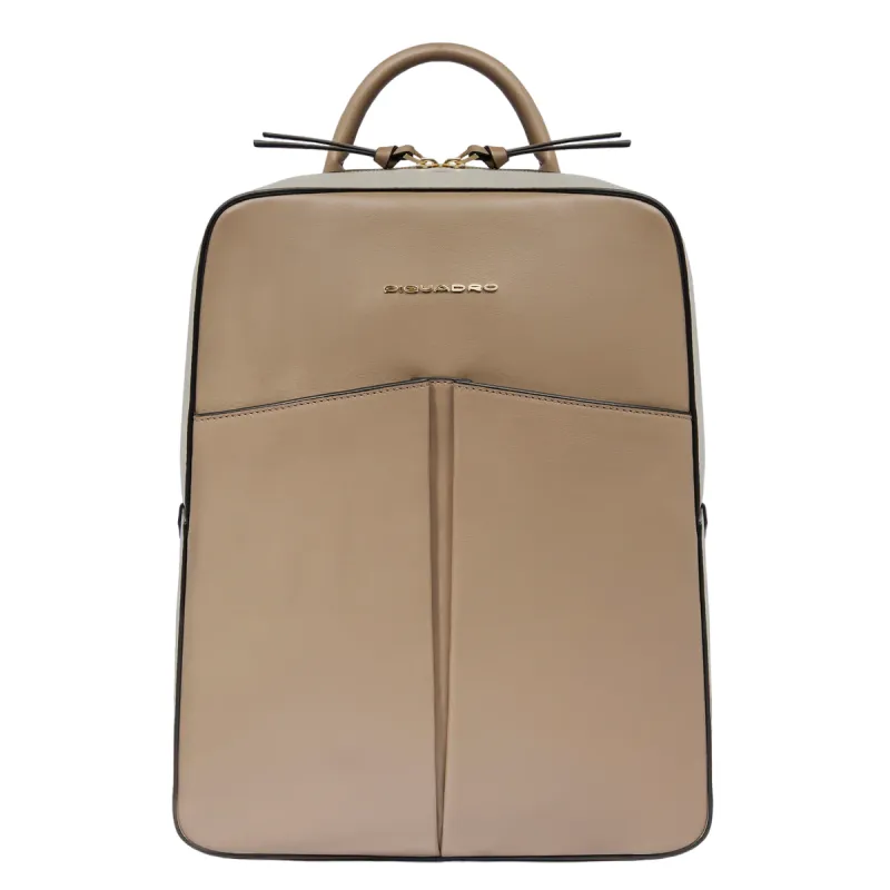 Piquadro Ashley leather women's backpack, beige