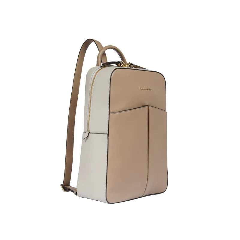 Piquadro Ashley leather women's backpack, beige 2