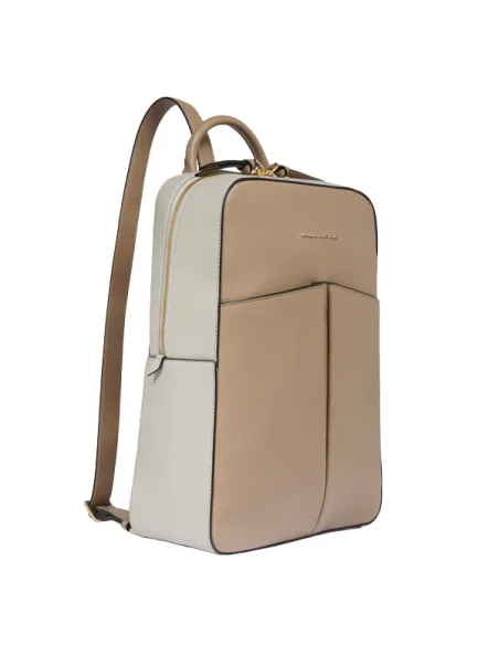Piquadro Ashley leather women's backpack, beige