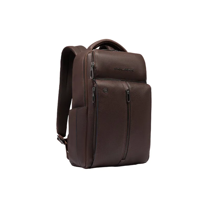 Piquadro Hedley small leather laptop backpack, dark brown 2