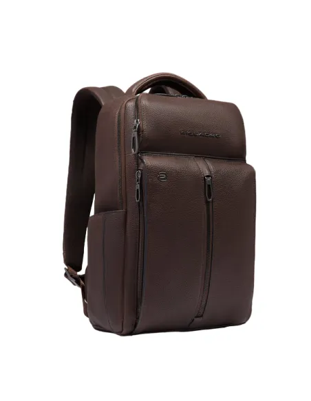 Piquadro Hedley kleiner Laptop-Rucksack aus Leder, dunkelbraun