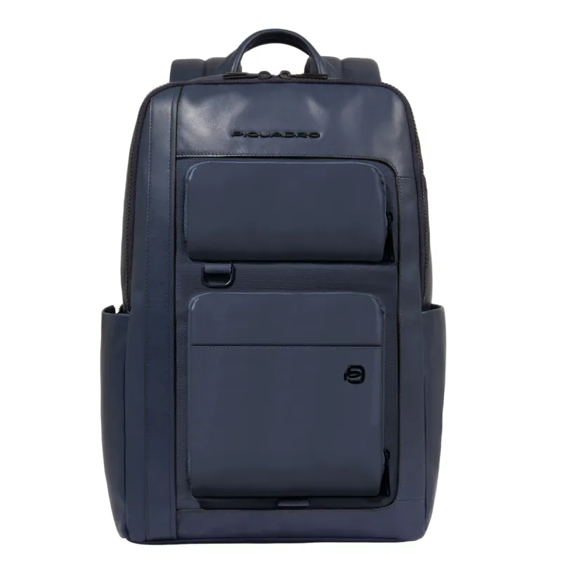 Zaino porta pc da 14 in pelle e tessuto PQ Liko, blu