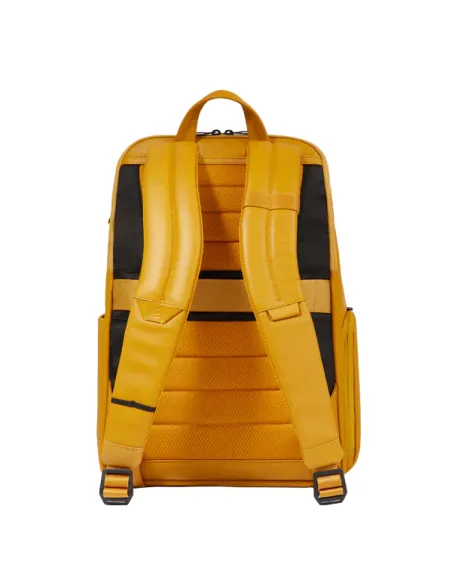 Piquadro Liko 15,6" Laptop-Rucksack aus Leder und Stoff, gelb