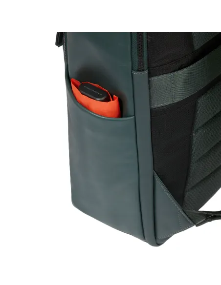 Piquadro Liko 15,6" Laptop-Rucksack aus Leder und Stoff, gelb