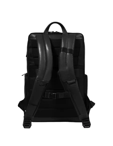 Zaino da viaggio porta pc 15,6 in pelle e tessuto PQ Liko, nero