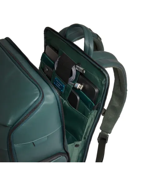 Zaino da viaggio porta pc 15,6 in pelle e tessuto PQ Liko, nero