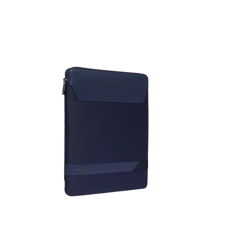 Piquadro Nevet Notizblockhalter aus Textil und Leder, blau 2