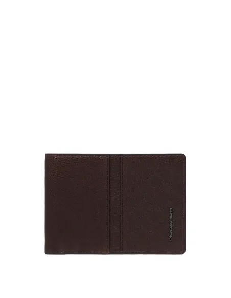 Piquadro Hedley men's leather wallet with ID window and coin purse, dark brown