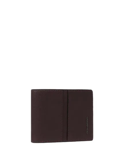 Piquadro Hedley Small leather wallet with coin purse and removable card holder, dark brown