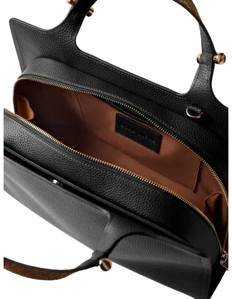Borbonese Damen-Tasche mit zwei Griffen, schwarz