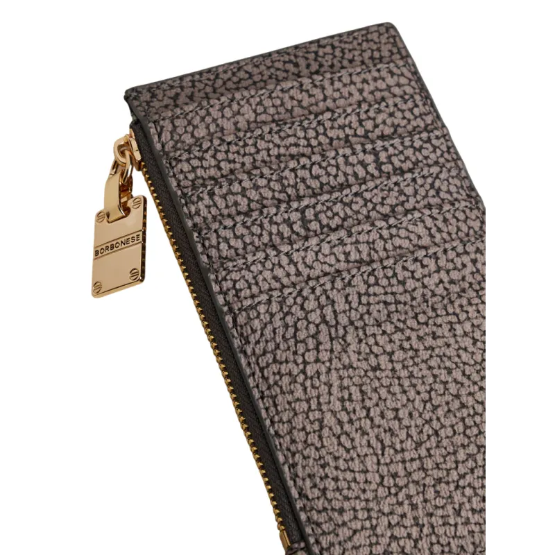 Bustina porta carte di credito con zip per monete Borbonese clay grey