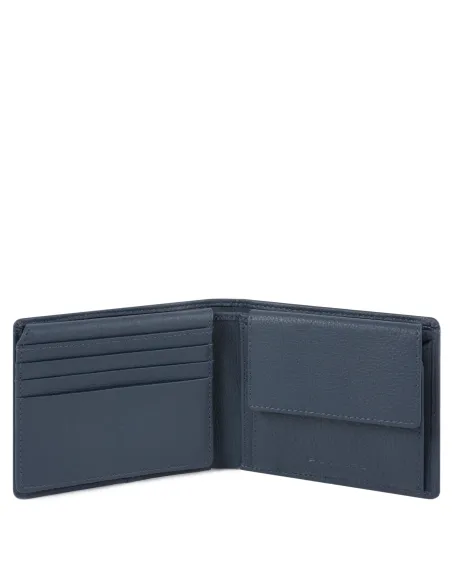 Piquadro Akron Small size men's wallets with card flap, blue