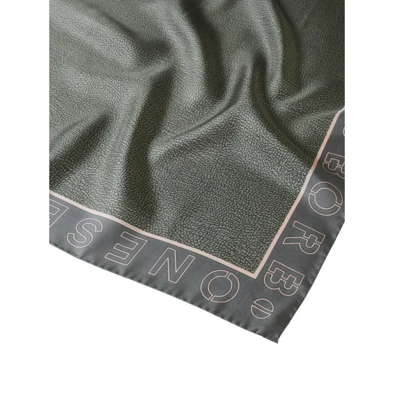 Borbonese silk scarf, military green 2