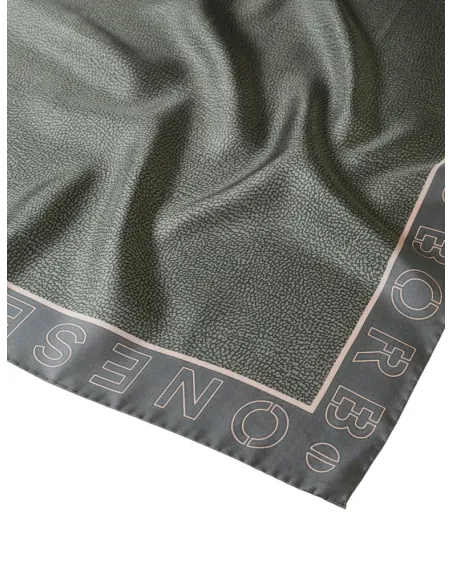 Borbonese silk scarf, military green