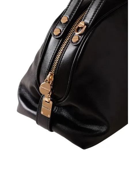 Borbonese kleine Handtasche aus Leder, schwarz