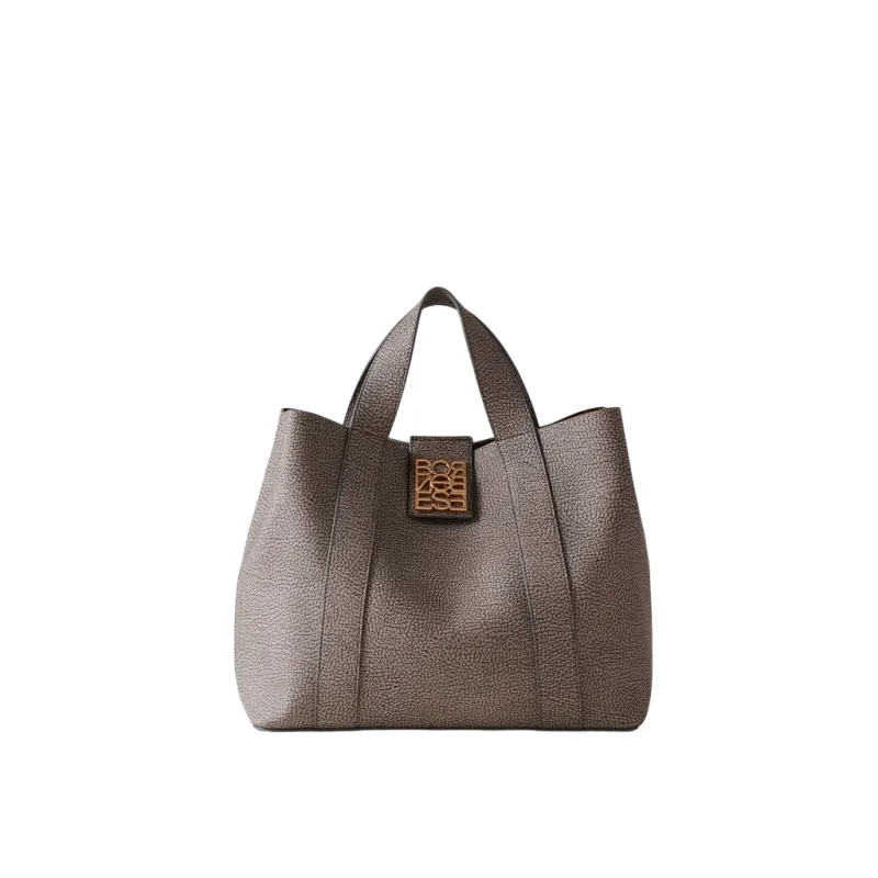 Shopping media Borbonese Nueve, clay grey