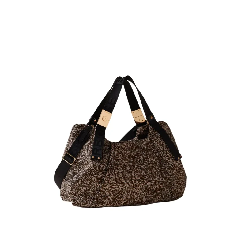 Borsa a mano Borbonese, OP Naturale-Nero 2