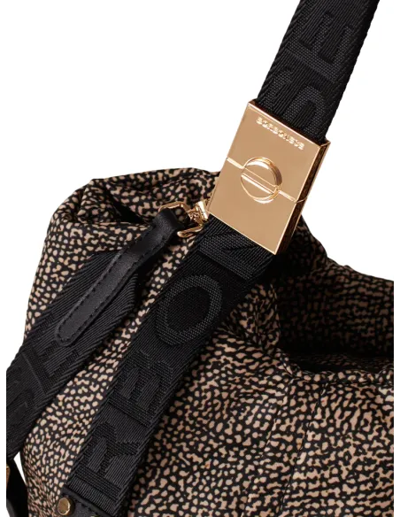 Borbonese Fold women's bag with two handles, op natural-black