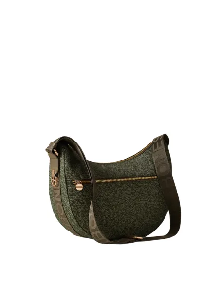 Borbonese Umhängetasche mit verstellbarem Schultergurt, Militärgrün