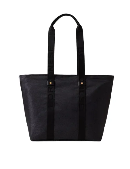 Borbonese Eco Line mittlere Einkaufstasche, Schwarz