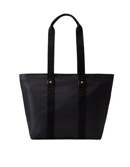 Borbonese Eco Line mittlere Einkaufstasche, Schwarz