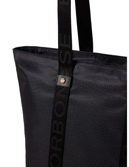 Borbonese Eco Line mittlere Einkaufstasche, Schwarz