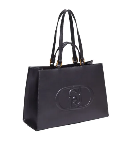 Borsa Liu Jo con due manici e due tracolle, antracite metal