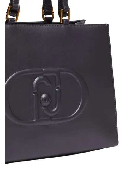 Borsa Liu Jo con due manici e due tracolle, antracite metal