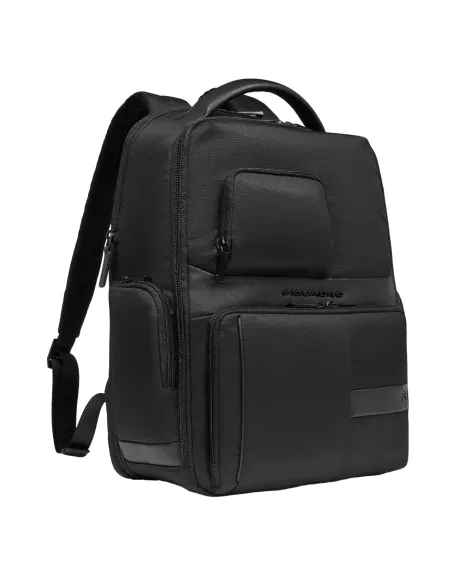 Zaino fast-check espandibile per computer con porte USB e USB Type C Piquadro Wollem, nero