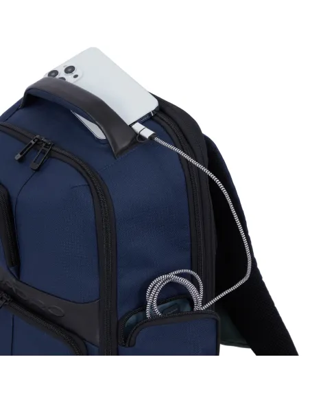 Zaino fast-check espandibile per computer con porte USB e USB Type C Piquadro Wollem, marrone scuro