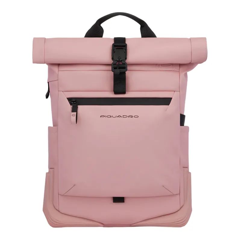 Piquadro Roll-Top computer backpack, pink