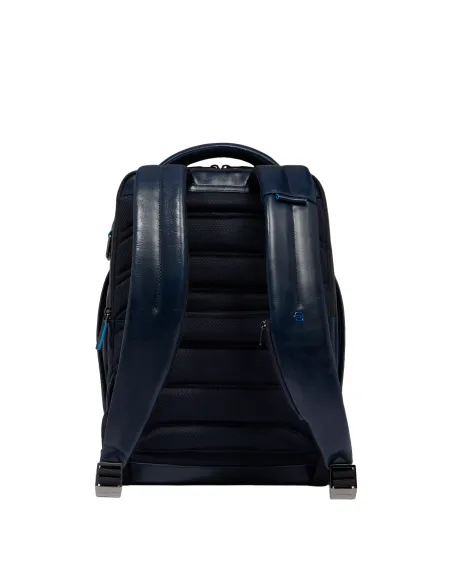 Zaino in pelle da viaggio porta pc da 14 Piquadro Blue Square, blu