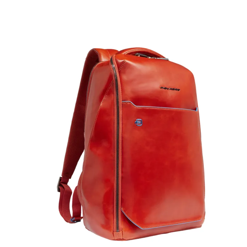 Piquadro Blue Square leather travel backpack, orange 2