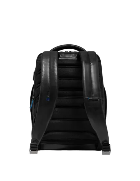 Piquadro Blue Square leather travel backpack, black
