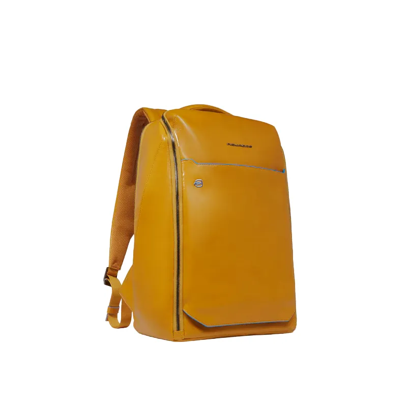 Piquadro Blue Square leather travel backpack, yellow 2