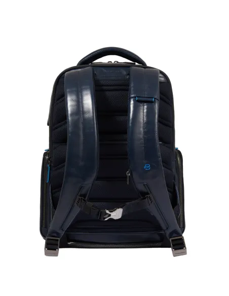 Piquadro Blue Square travel backpack with anti-theft cable, blue