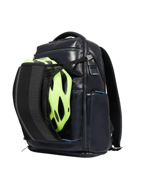 Piquadro Blue Square travel backpack with anti-theft cable, blue